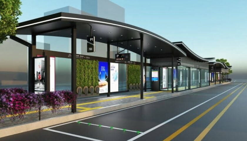 Seoul smart bus shelter Sungnyemun Gate area